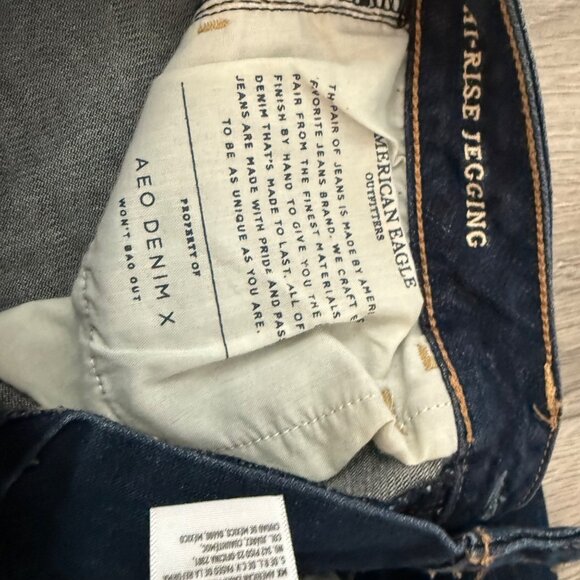 American Eagle Super Stretch X Distressed Skinny Jeans Size 6 Ripped Dark Wash - Picture 13 of 15